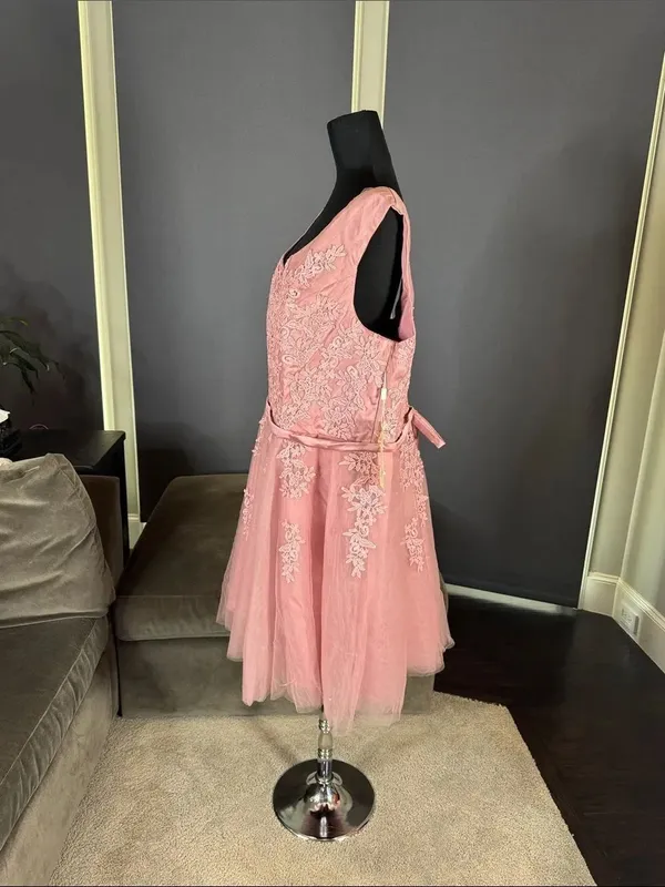 Women’s Pink Lace Short Tulle Prom Party Homecoming Dress Corset Back 24W **READ - Image 5