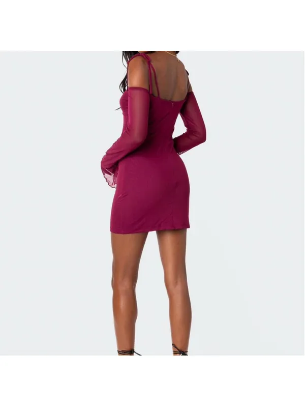 Edikted Ariel Off Shoulder Mesh Mini Dress size small nwt - Image 2