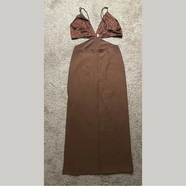 NWT Abercrombie & Fitch Chocolate Brown Satin Maxi - Image 3