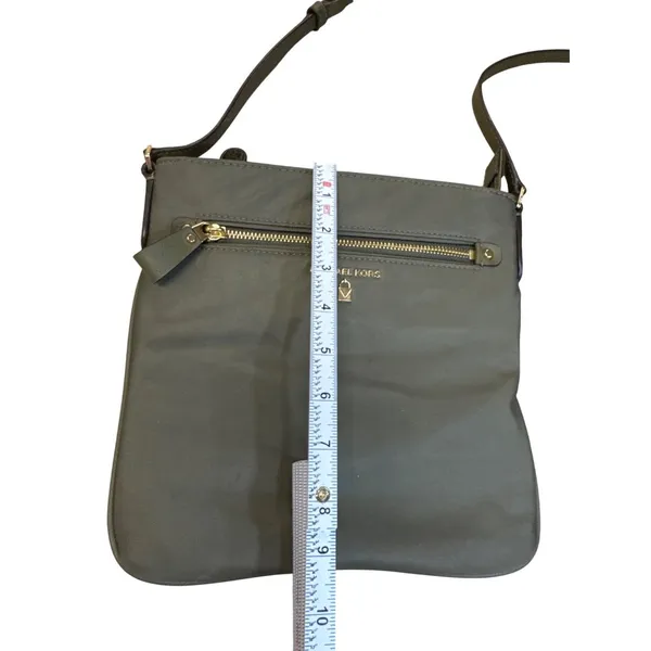 Michael Kors Womens Green Canvas Crossbody Purse SKU 7823 - Image 2