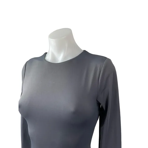 Express Body Contour Gray Long Sleeve Backless T Shirt Bodysuit Top Size XS - Image 2