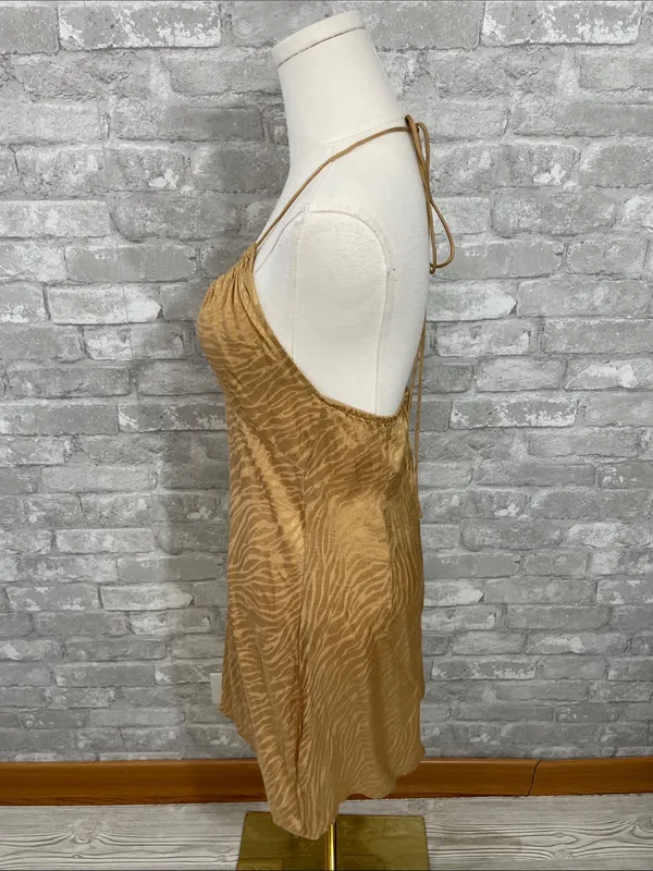 Motel Rocks Dress In Satin Zebra Caramel - Image 2