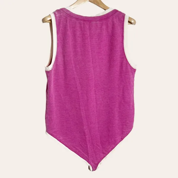 Free People Pink V-Neck Tabk Top Bodysuit Size L - Image 3