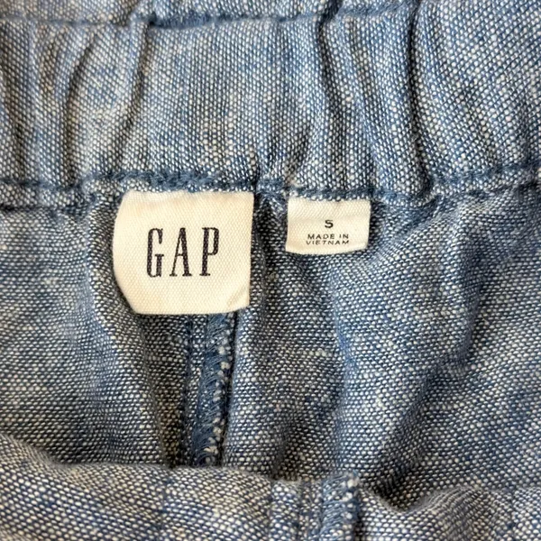 Gap Paperbag Waist Shorts Womens Small Blue Linen Blend High Rise Tie Belt - Image 3