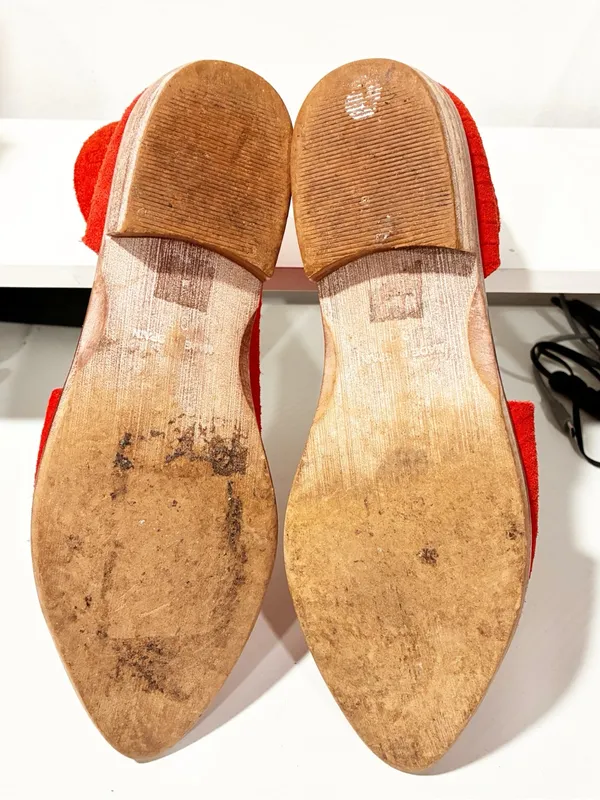 Free People Royale Leather D'Orsay Booties Orange Leather Flats Size 8 - Image 5