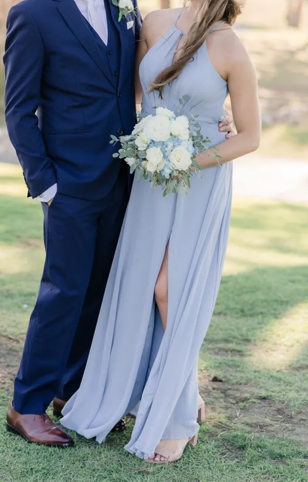 A6 Azazie Dress Dusty Blue - Image 2