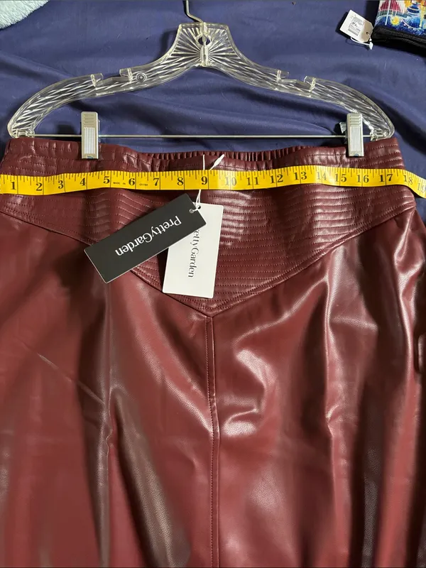 PRETTYGARDEN Women's Burgundy Maxi Leather Skirt - Sleek Pencil Maxi - Image 8