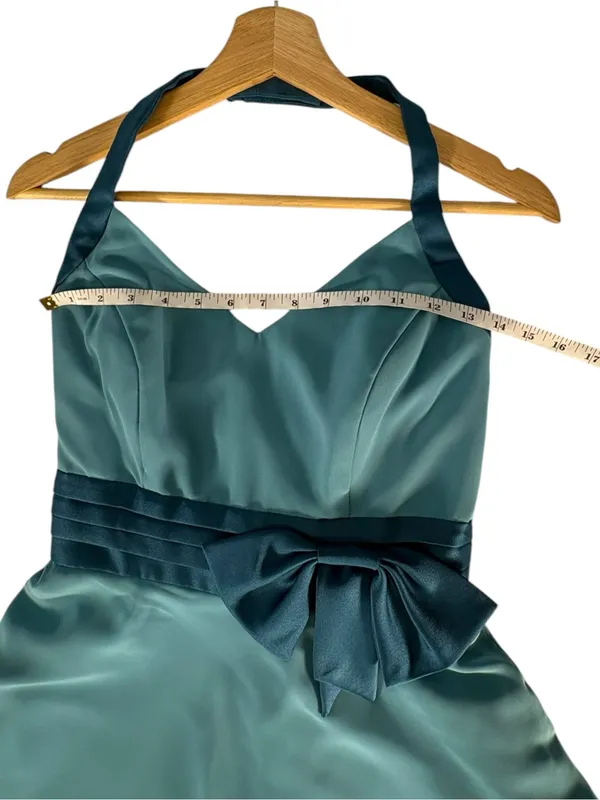 Vintage Alfred Angelo Y2K Aqua Halter Formal Dress Fairy Halloween Costume US 8 - Image 9