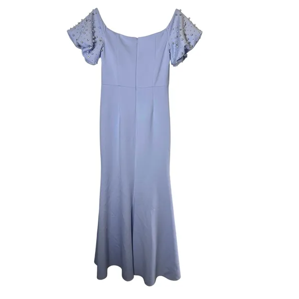 Eliza J Periwinkle Blue Embellished Puff Shoulder Maxi Dress Gown - Image 7
