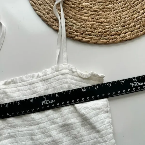 Abercrombie & Fitch White Tie-Strap‎ Smocked Cami Size Small - Image 6