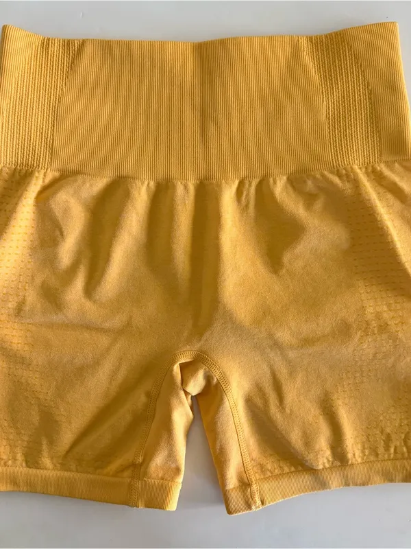 No Brand Yellow Seamless Shorts. Size No tag, but fits like a small. - Image 3