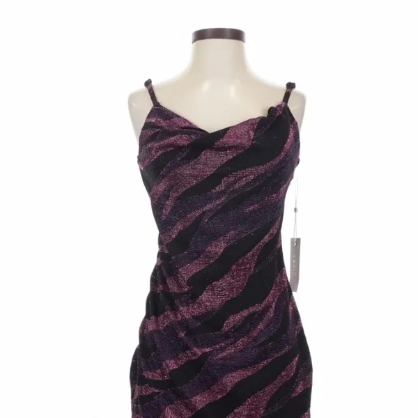 Siena Purple Wavy Print Tulip Hem Bodycon Dress Size 2 Y2K Party Glam Whimsigoth - Image 5