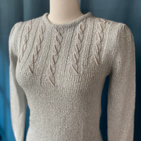 Vintage 80s Puff Sleeve Pearl Sweater - Image 2