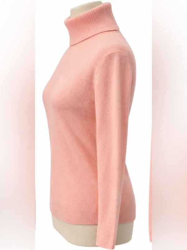 Samantha Taylor 100% Cashmere Turtleneck Sweater Pink Size Small Soft Luxury - Image 2