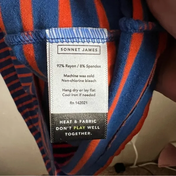 Sonnet James Blue Orange Striped Play T-Shirt Dress‎ - Image 4