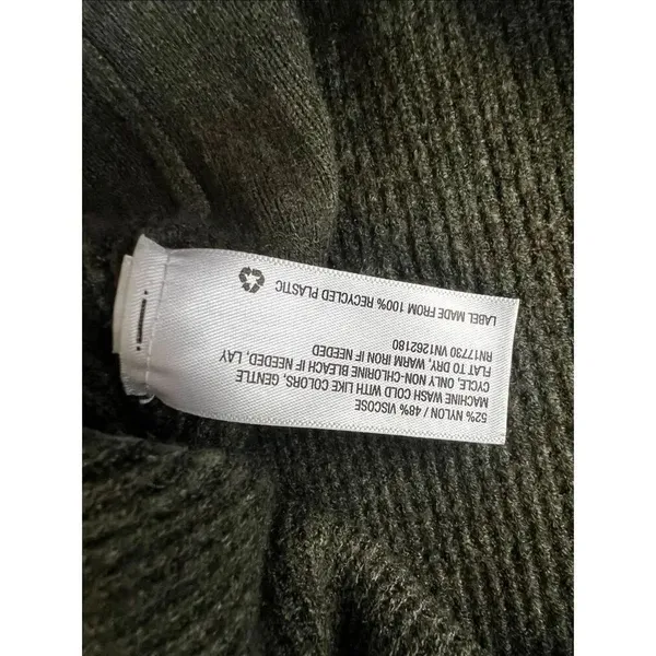 A New Day Olive Green Waffle Knit Long Sleeve Crew Neck Sweater Dress L - Image 5