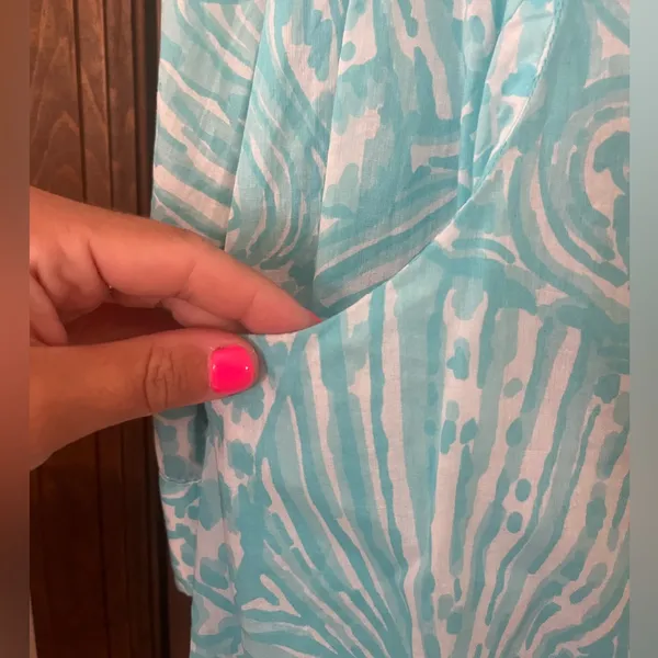 Lilly Pulitzer Sanibel Tunic Dress Sarong Coverup Shorley Teal Womens Small - Image 5