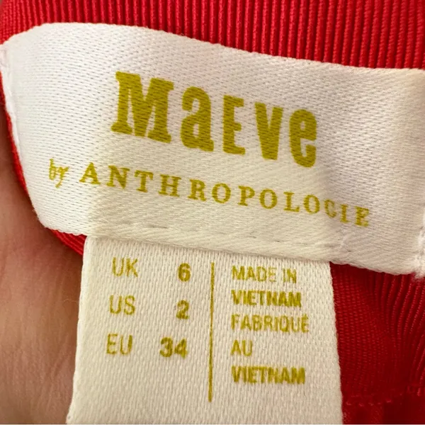 Maeve Anthropologie Red Scoop Neck Mini Dress Sleeveless Sz 2 Romantic, Feminine - Image 14