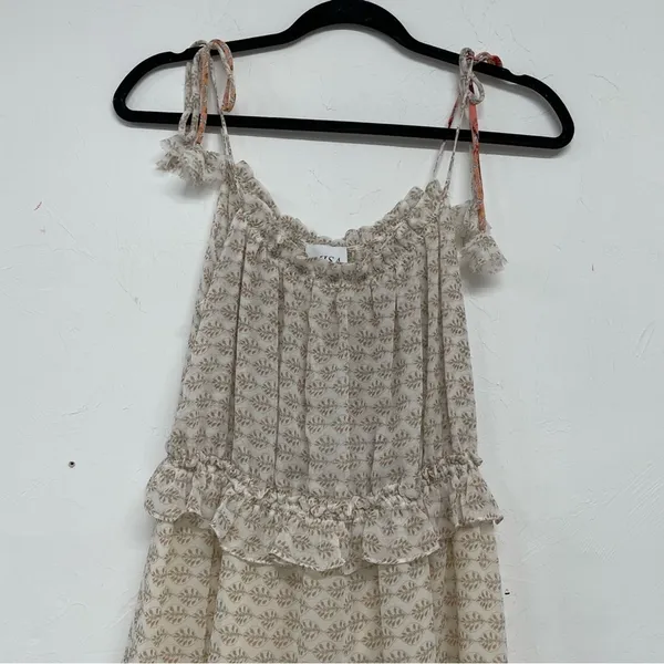 Misa Los Angeles Dionica Midi Floral Tiered Boho Dress Womens M Cottage Core - Image 5