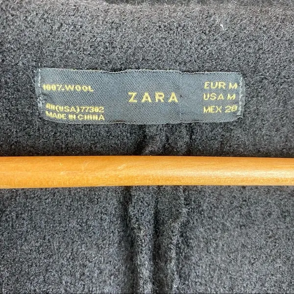 Zara 100% Boiled Wool Cropped Long Sleeve Jacket M - Image 4