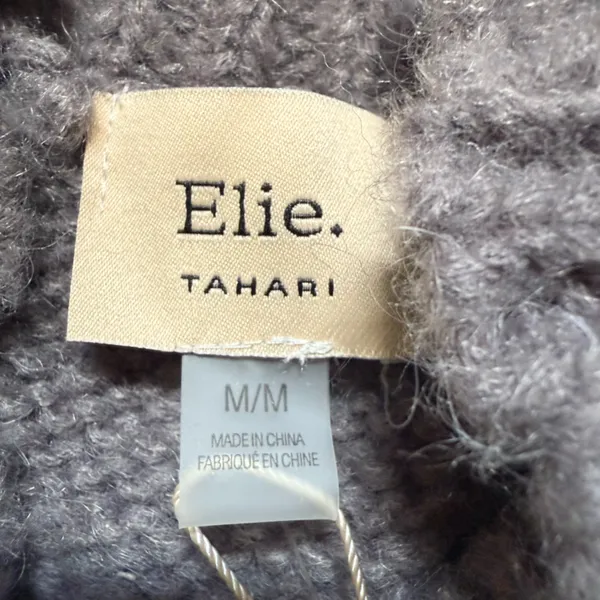 NEW Boho Elie Tahari Gray Cropped Cable Knit Mohair Blend Gray Cottage - Image 6