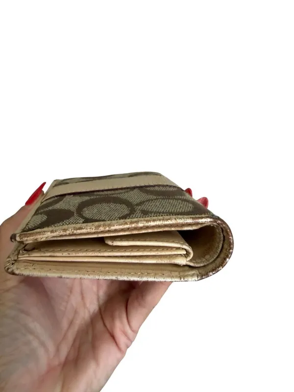 COACH Vintage Beige Logo Snap Wallet Womens - Image 5