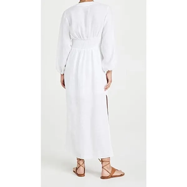 Rebecca Taylor Long Smock Waist Linen &‎ Crochet Dress Size Large - Image 10