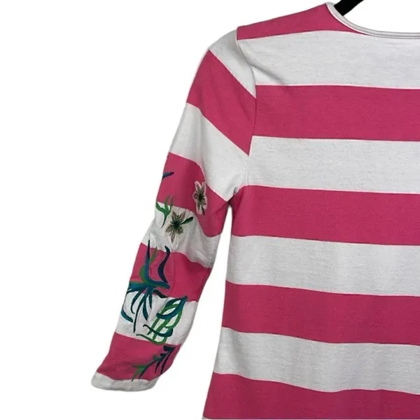 Y2K Juicy Couture Passion Pink/White Stripe Hibiscus Embroidered Dress Small - Image 6
