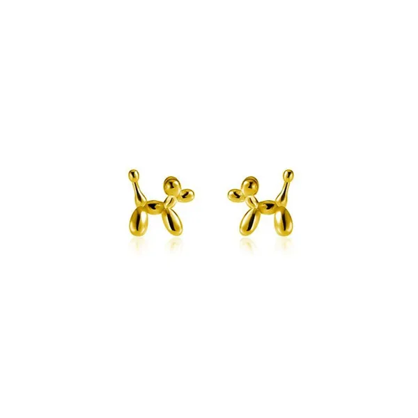 NEW Dainty Unisex Gold‎ Plated Sterling Balloon Dog Earrings, 0.7 x 0.7cm - Image 2