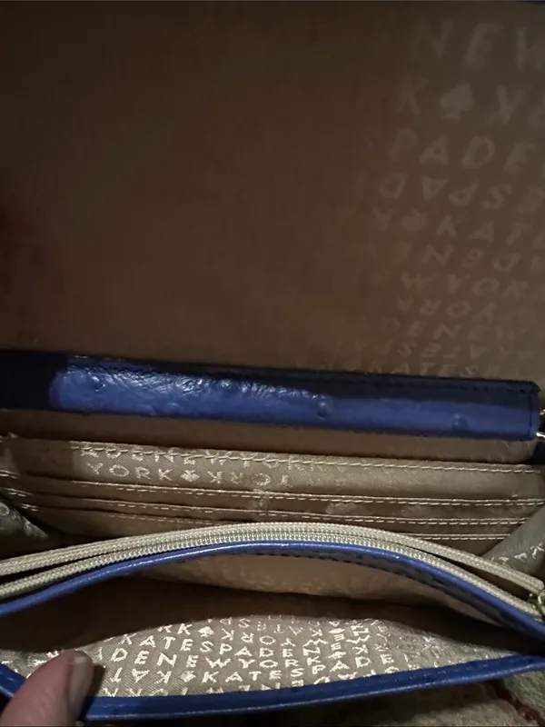 Kate Spade Alexander Ave Isabeli Blue Premium Ostrich Embossed Leather Crossbody - Image 9