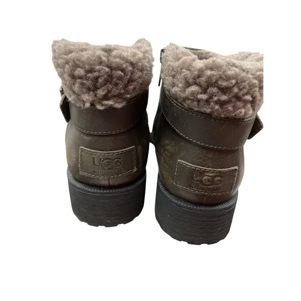 UGG Brown Leather Ankle Boots With Shearling Lining Womens Size 8 SKU 9972 - Image 14