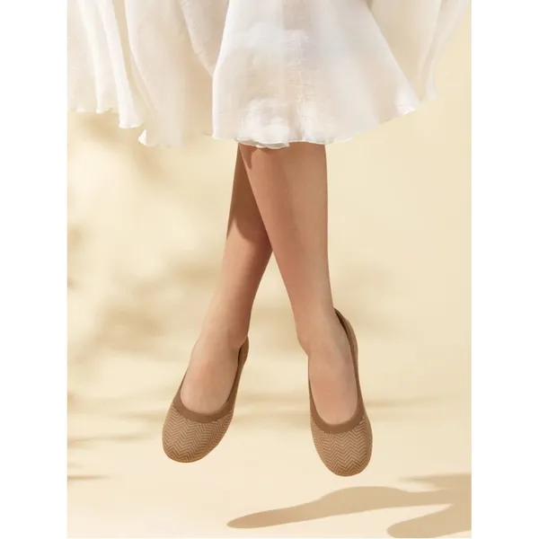 Vivaia Round Toe Ballet Flats Claire Women’s 37 Espresso Chevron - Image 2