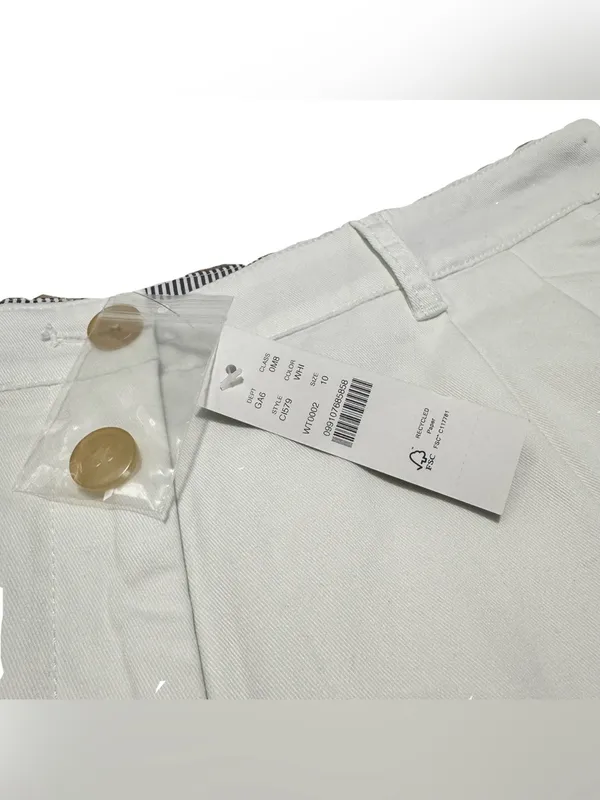 J. Crew Heritage Pleated Shorts Women's 10 Chino White Cotton Casual Preppy NWT - Image 8