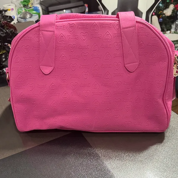 JUICY COUTURE Hot Pink Embossed Shoulder Weekender Bag & Small Coin Purse - Image 5