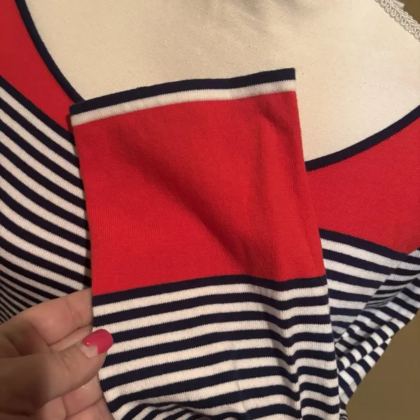 Sail to Sable STS Striped Knit Dress Red Navy White Size Large NWT‎ Nautical - Image 4
