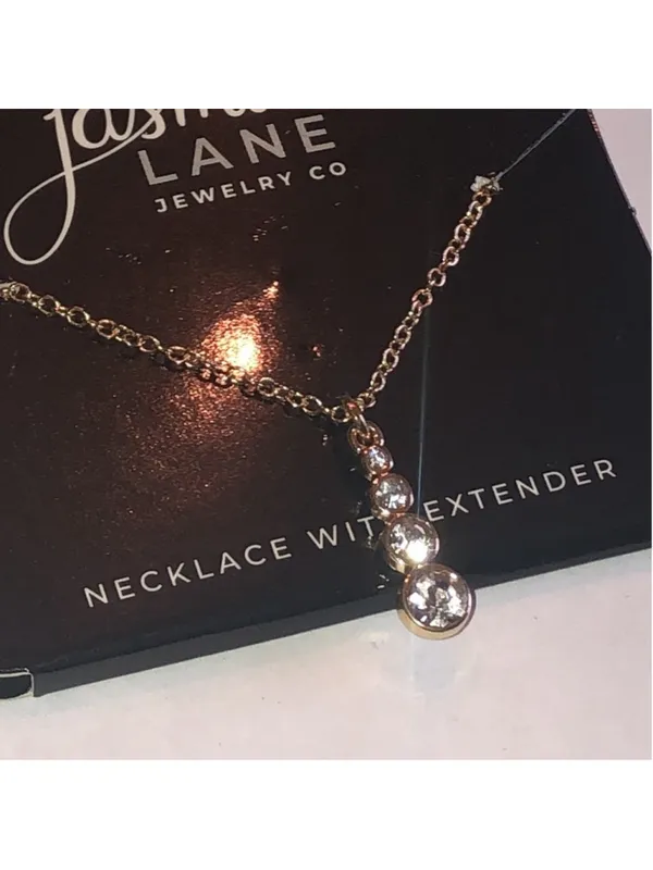 Jasmine Lane Gold Tone CZ Rhinestone Drop Necklace with Extender - Image 5