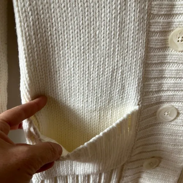 Old Navy Sz S Oversized Funnel Neck Rib Knit Cream Sweater Coat Pockets - Image 8