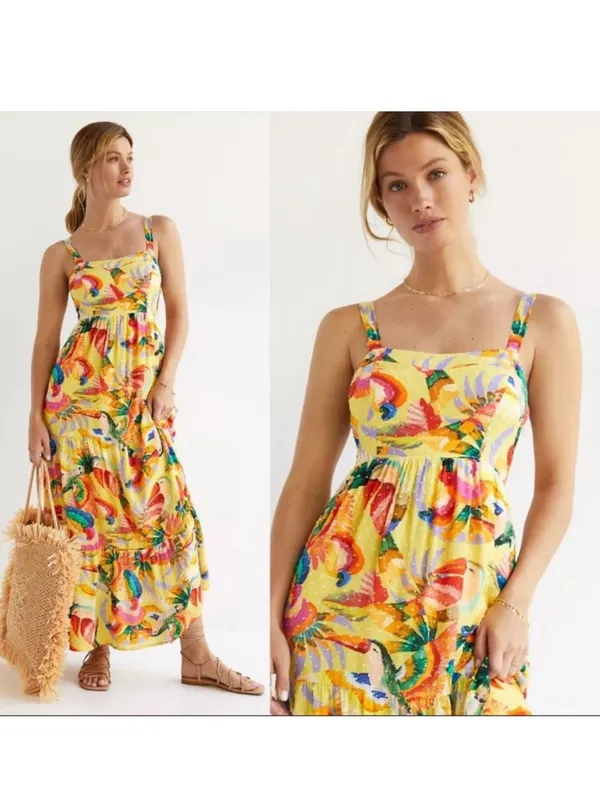 FARM Rio Yellow Tropical Floral Maxi Dress - Image 2