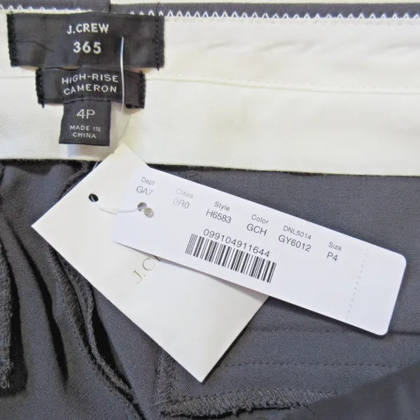 NWT J.Crew 365 High Rise Cameron Graphic Charcoal Four Season Stretch Pants 4P - Image 3