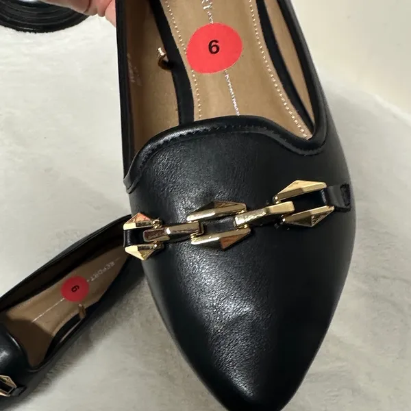 Report Black Loafers with Gold Chain Detail - Image 6