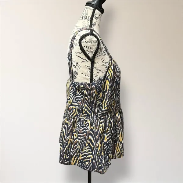 Anthropologie‎ Jaime L Zebra Animal Print Peplum Tank Top Black Tan Sweetheart - Image 3