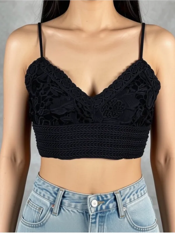 Aeropostale Black Lace Cropped Brami Top -Small - Image 6