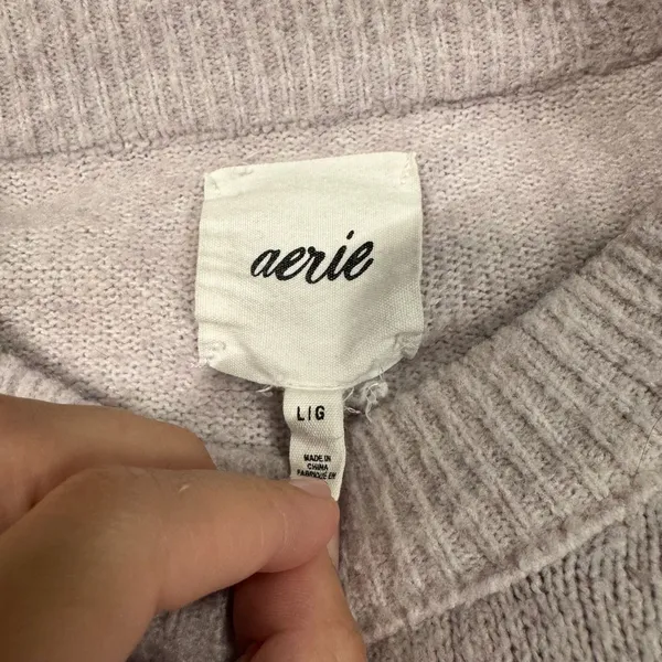 Aerie Lavender Knit Sweater | Cozy Crewneck | Size L - Image 3