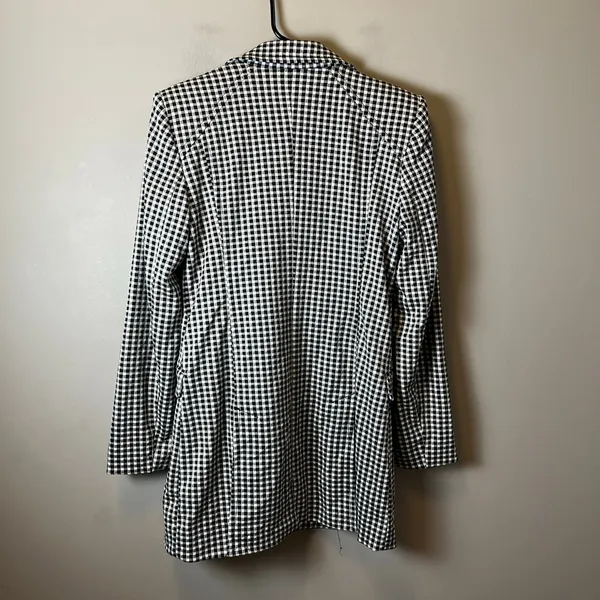 Maeve Longline Check Blazer‎ Size XS Black Plaid Gingham Classic Office - Image 5