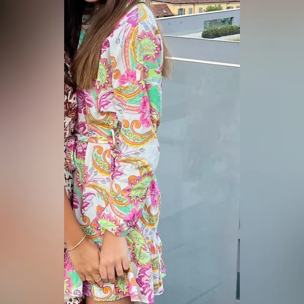Zara Multicolor Paisley Long Sleeve Dress - Image 7