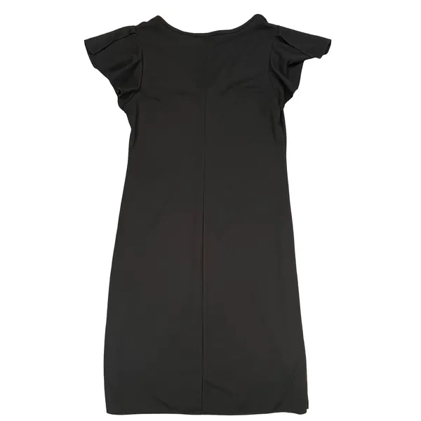New York & Company Women Shift Dress Y2K Black Ruched V-Neck Flutter Sleeve M‎ - Image 2