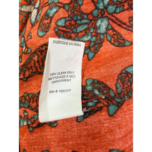 Ulla Johnson Kosta Top Printed V-Neck Blouse Ruffle Flutter Sleeve Orange XS 0 - Image 5