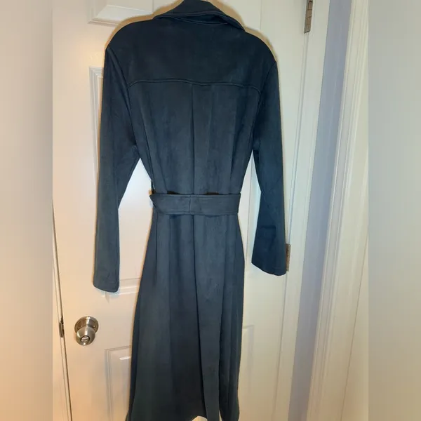 NWT Sage Green Trench Coat, Sadie & Sage, faux Suede, So Soft!‎ - Image 4