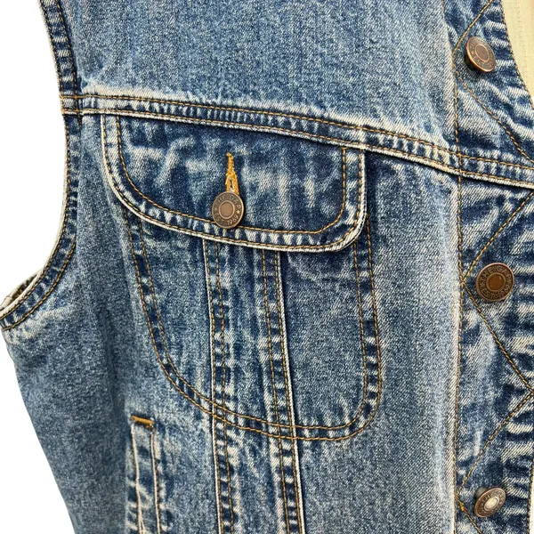 Gap Vintage Denim‎ Vest Sherpa Lined Sleeveless Oversized Size Large - Image 5