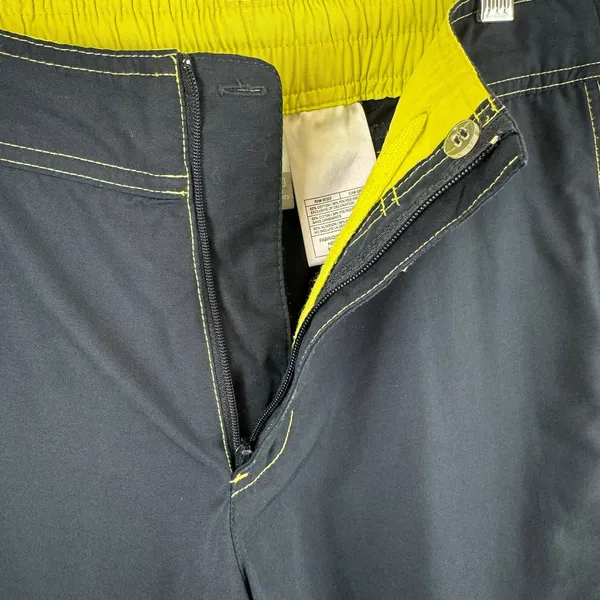 Nike Navy Blue‎ Yellow Trim Elastic Waist Cropped High Rise Track Pants Size L - Image 4